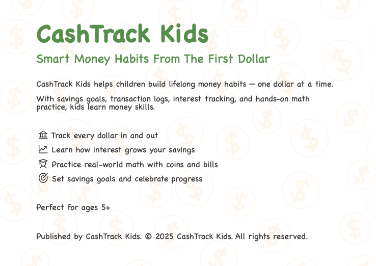 CashTrack Kids: My Money Book